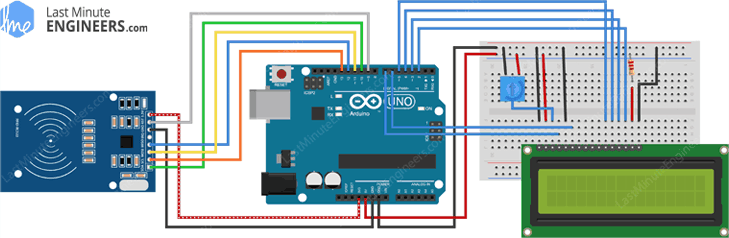 Arduino Wiring Fritzing Connections with RC522 RFID Reader & LCD