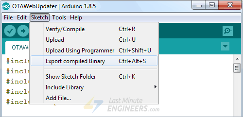 Exporting Compiled Binary of a Program In Arduino IDE